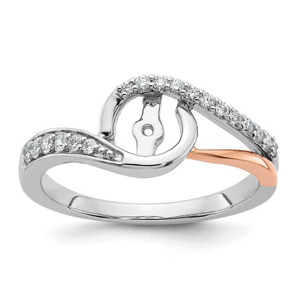 14K Weißgold Verlobungsring Bypass mit krappengefasstem Zirkonia