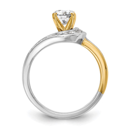 14K Bicolor Verlobungsring mit Zirkonia im Peg-Set und Überkreuzdesign