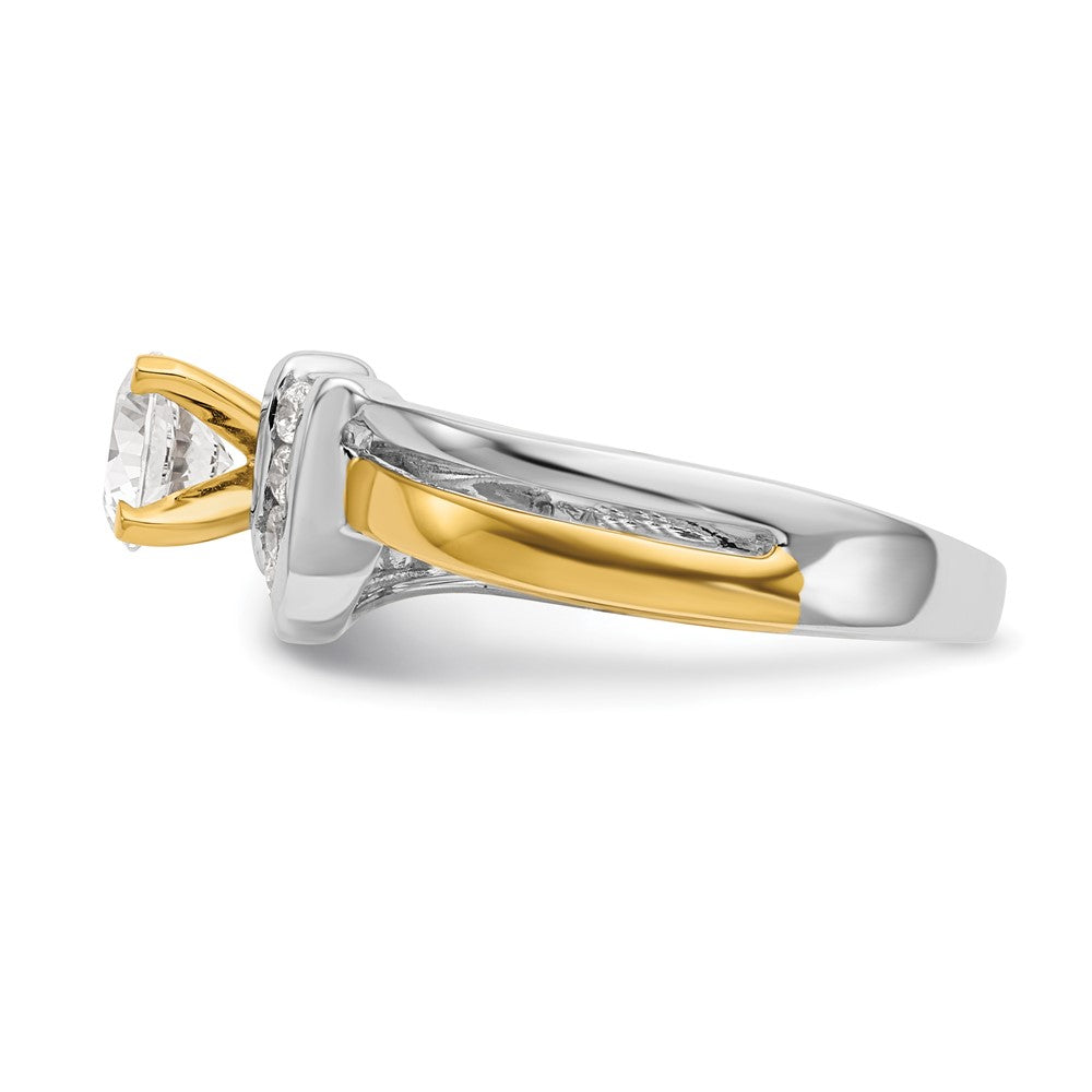 14K Bicolor Verlobungsring mit Zirkonia im Peg-Set und Überkreuzdesign