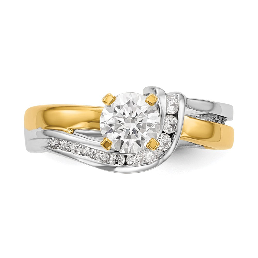 14K Bicolor Verlobungsring mit Zirkonia im Peg-Set und Überkreuzdesign