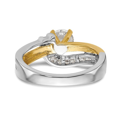 14K Bicolor Verlobungsring mit Zirkonia im Peg-Set und Überkreuzdesign
