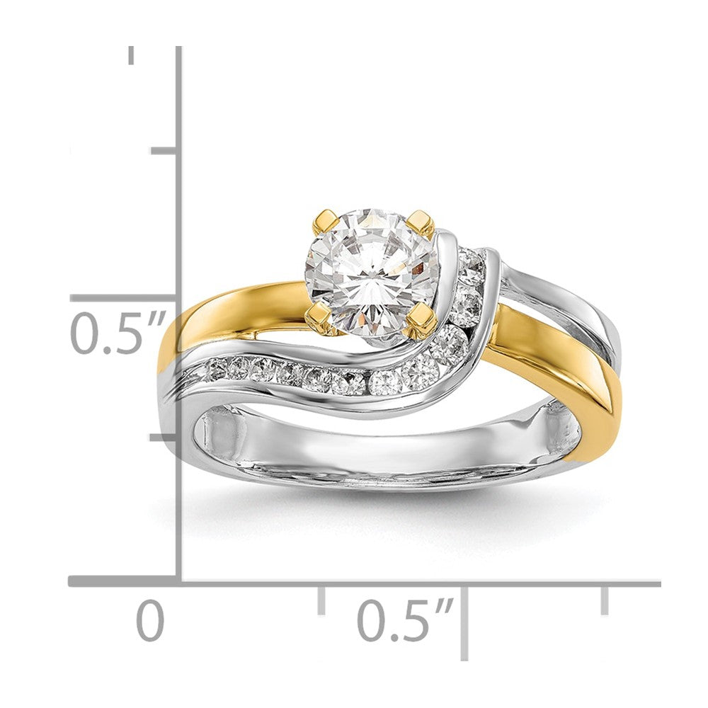 14K Bicolor Verlobungsring mit Zirkonia im Peg-Set und Überkreuzdesign