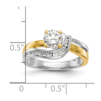 14K Bicolor Verlobungsring mit Zirkonia im Peg-Set und Überkreuzdesign