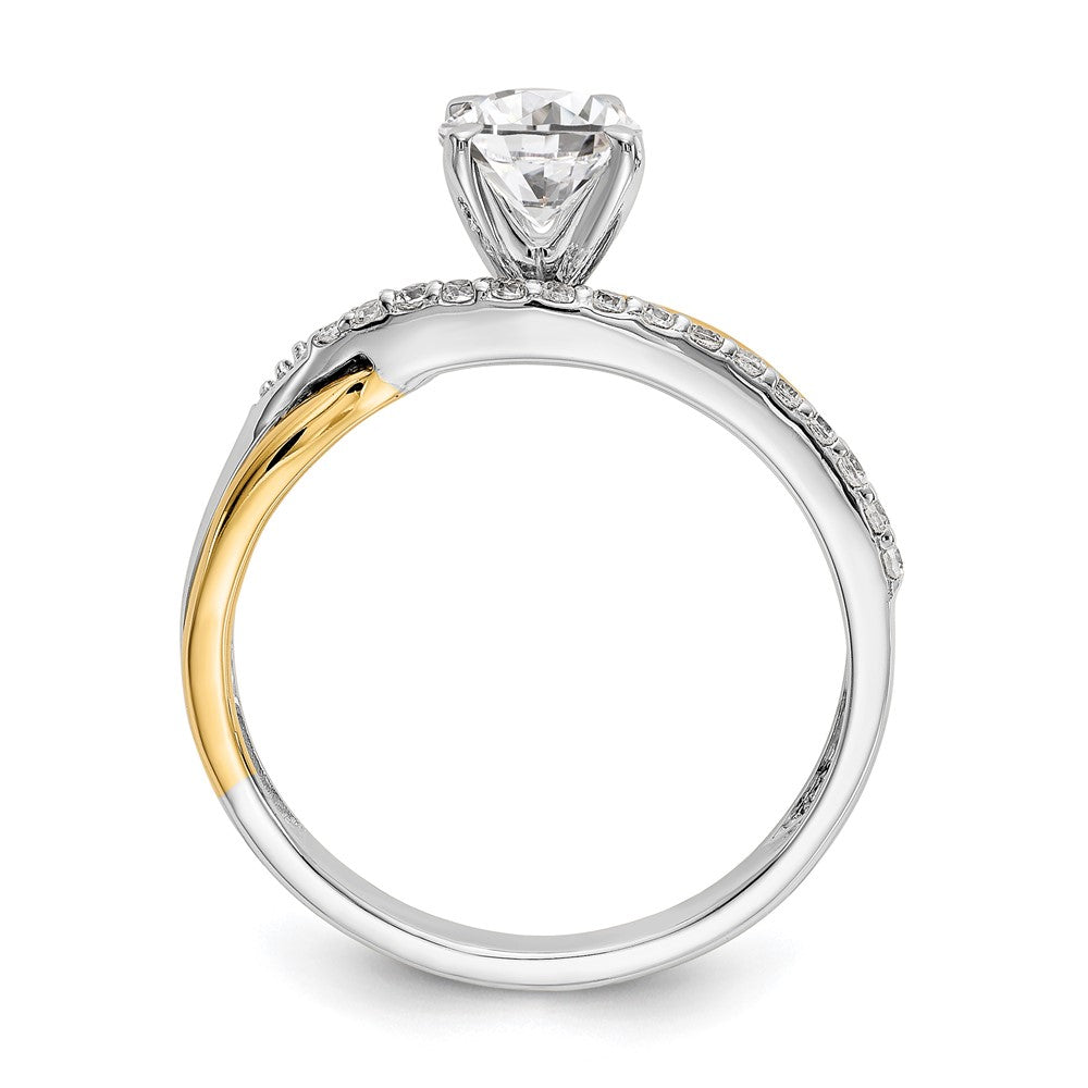 14K Bicolor Verlobungsring mit Zirkonia im Bypass-Design, Peg-Fassung