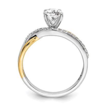 14K Bicolor Verlobungsring mit Zirkonia im Bypass-Design, Peg-Fassung