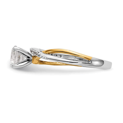 14K Bicolor Verlobungsring mit Zirkonia im Bypass-Design, Peg-Fassung