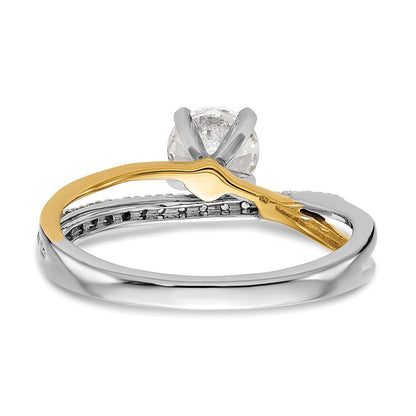 14K Bicolor Verlobungsring mit Zirkonia im Bypass-Design, Peg-Fassung