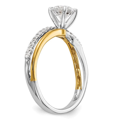 14K Bicolor Verlobungsring mit Zirkonia im Bypass-Design, Peg-Fassung