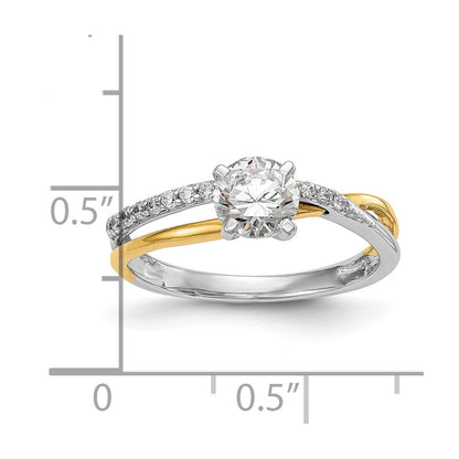 14K Bicolor Verlobungsring mit Zirkonia im Bypass-Design, Peg-Fassung
