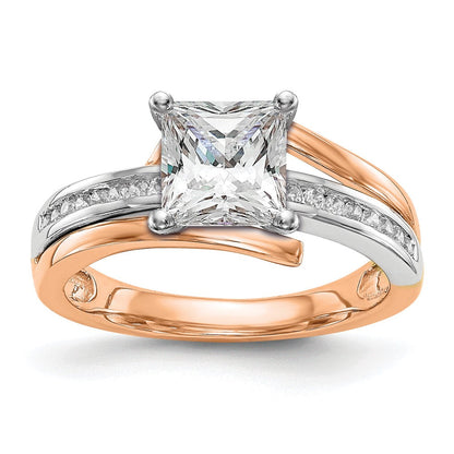 14K Weiß-/Roségold Zweifarbiger Rosé und Weiß 0,875 ct. Laborgezüchteter Diamant VS/SI Semi-Mount Overlapping Krappenfassung Verlobungsring