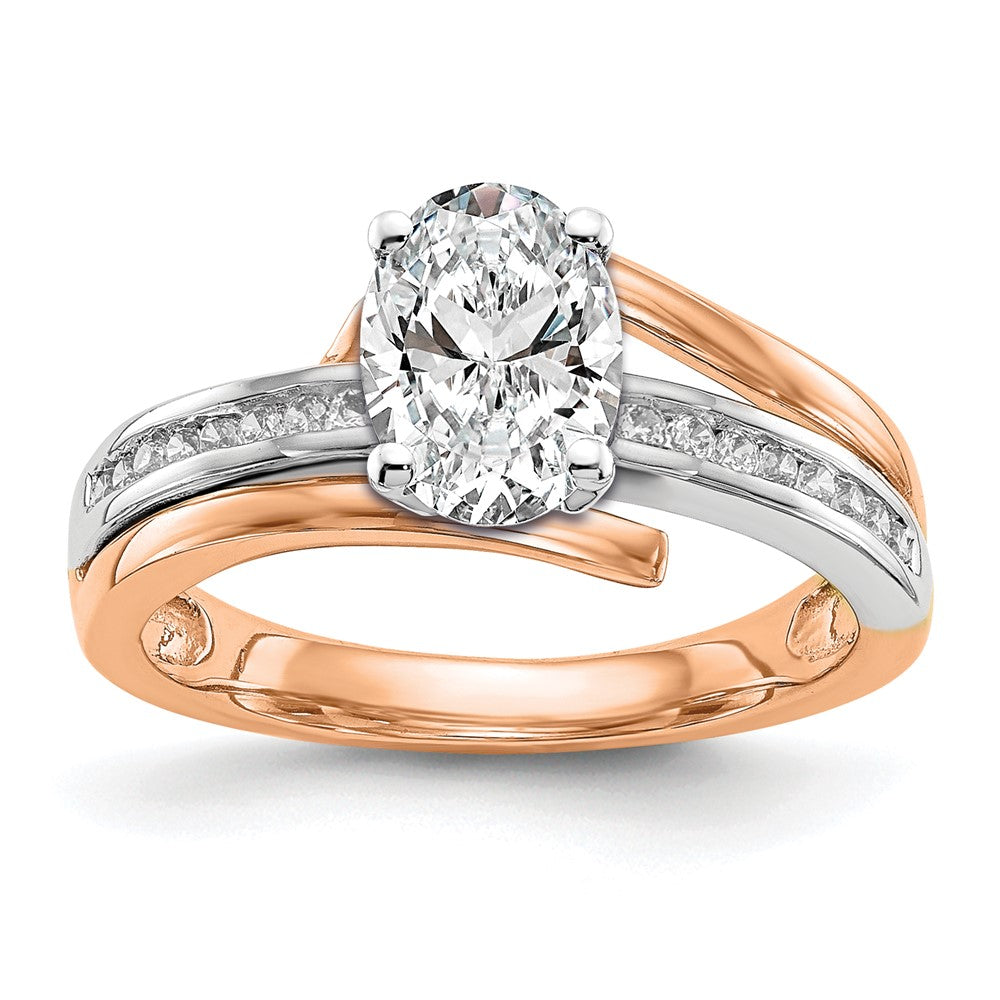 14K Bicolor Roségold Verlobungsring mit Zirkonia in Peg-Fassung