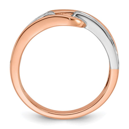 14K Weiß-/Roségold Zweifarbiger Rosé und Weiß 0,875 ct. Laborgezüchteter Diamant VS/SI Semi-Mount Overlapping Krappenfassung Verlobungsring