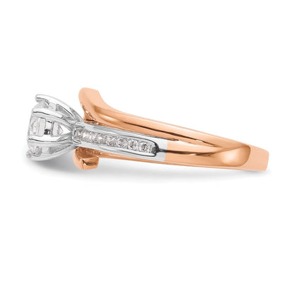 14K Bicolor Roségold Verlobungsring mit Zirkonia in Peg-Fassung
