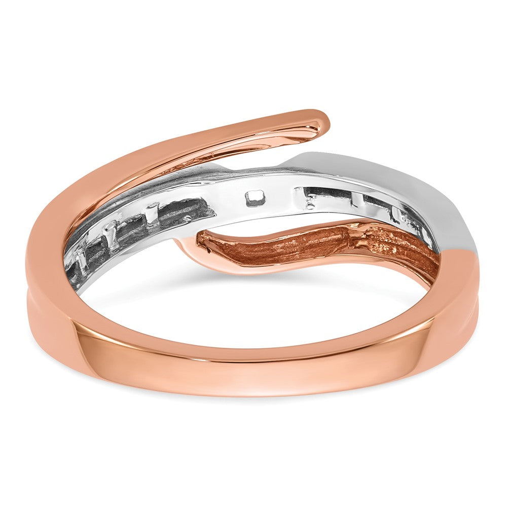 14K Weiß-/Roségold Zweifarbiger Rosé und Weiß 0,875 ct. Laborgezüchteter Diamant VS/SI Semi-Mount Overlapping Krappenfassung Verlobungsring