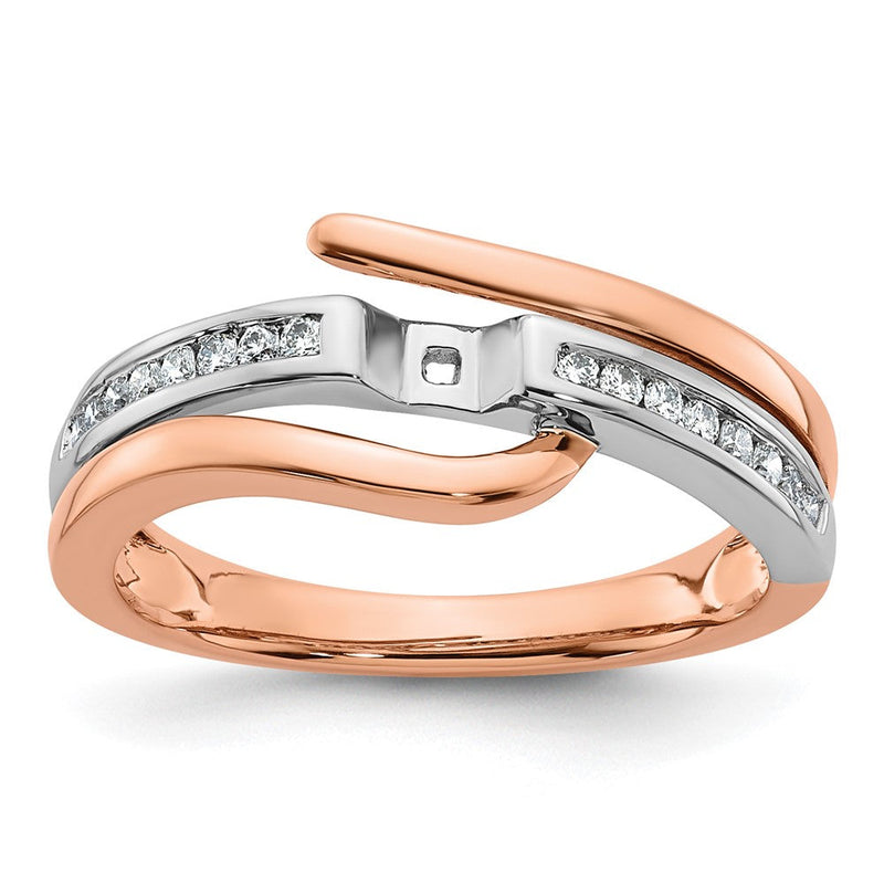 14K Bicolor Roségold Verlobungsring mit Zirkonia in Peg-Fassung