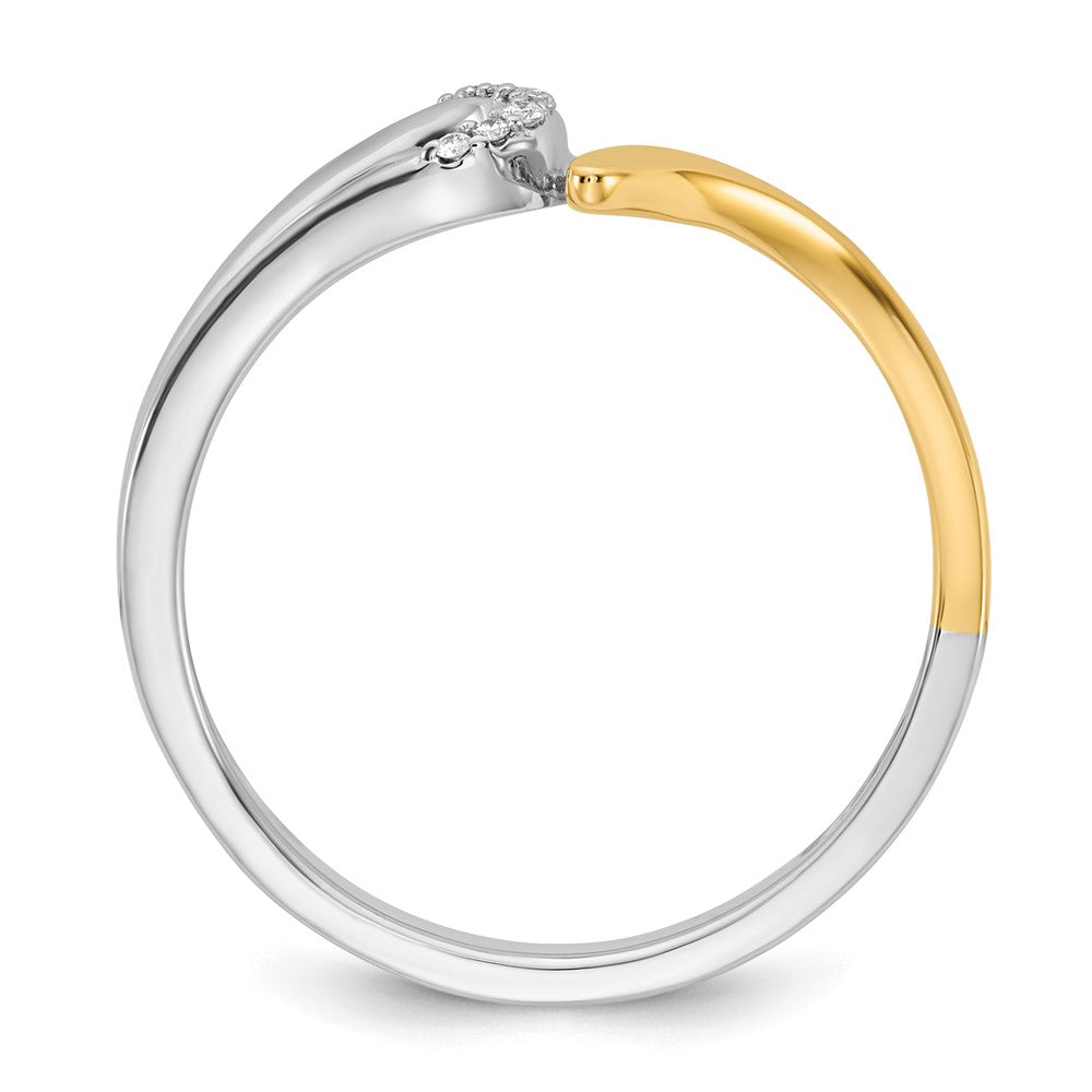 14K Bicolor Verlobungsring mit Peg-Fassung und simuliertem Diamanten im Bypass-Design