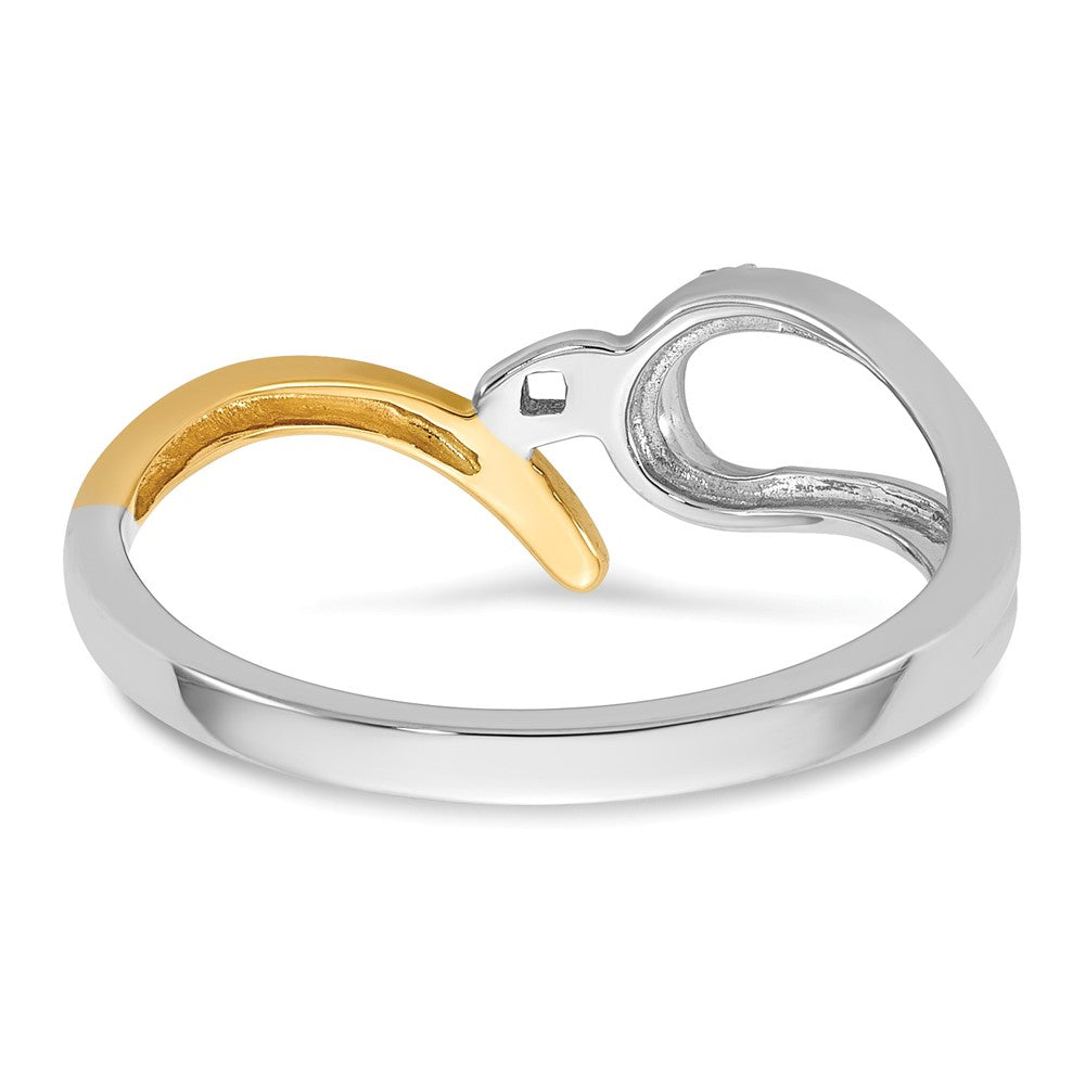 14K Bicolor Verlobungsring mit Peg-Fassung und simuliertem Diamanten im Bypass-Design