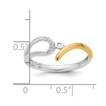 14K Bicolor Verlobungsring mit Peg-Fassung und simuliertem Diamanten im Bypass-Design