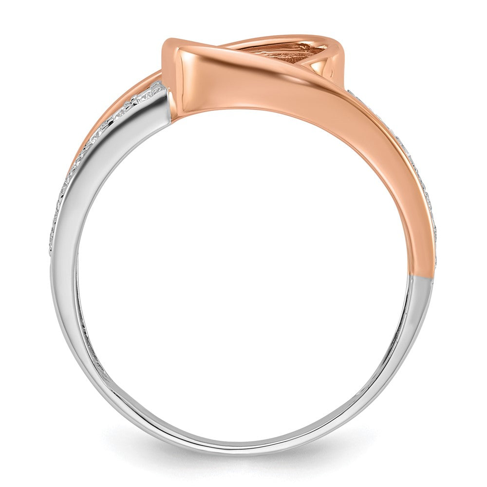 14K Zweifarbiger Rosé- und Weißgold Verlobungsring mit 0,16 ct. im Krappenzargen-Set gefassten Labor-Diamanten, VS/SI