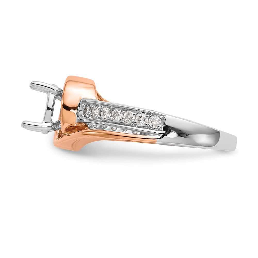 14K Zweifarbiger Rosé- und Weißgold Verlobungsring mit 0,16 ct. im Krappenzargen-Set gefassten Labor-Diamanten, VS/SI