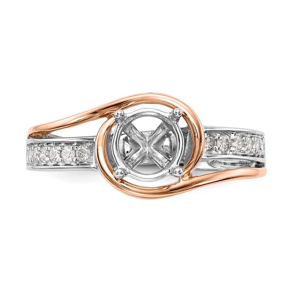 14K Zweifarbiger Rosé- und Weißgold Verlobungsring mit 0,16 ct. im Krappenzargen-Set gefassten Labor-Diamanten, VS/SI