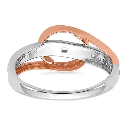 14K Zweifarbiger Rosé- und Weißgold Verlobungsring mit 0,16 ct. im Krappenzargen-Set gefassten Labor-Diamanten, VS/SI