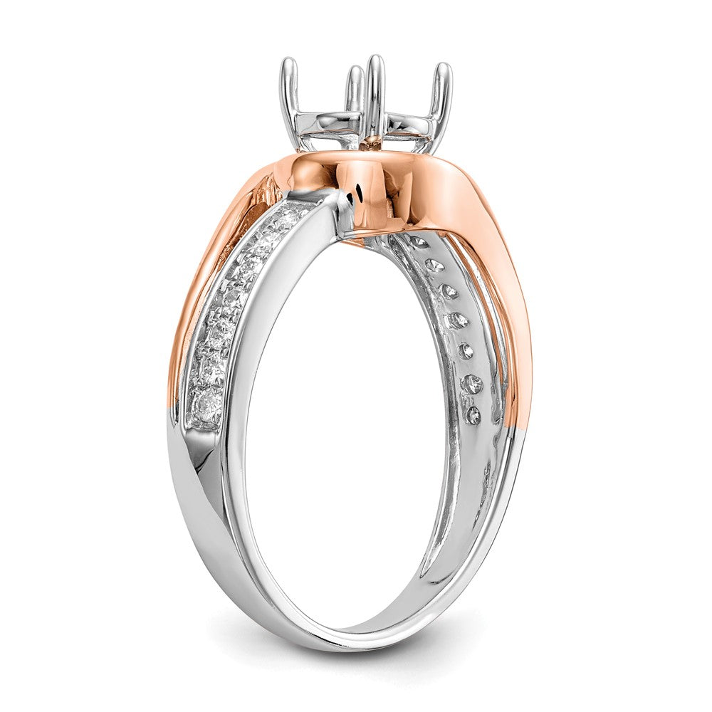 14K Zweifarbiger Rosé- und Weißgold Verlobungsring mit 0,16 ct. im Krappenzargen-Set gefassten Labor-Diamanten, VS/SI