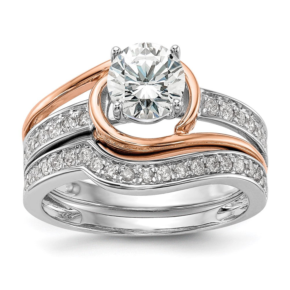 14K Zweifarbiger Rosé- und Weißgold Verlobungsring mit 0,16 ct. im Krappenzargen-Set gefassten Labor-Diamanten, VS/SI