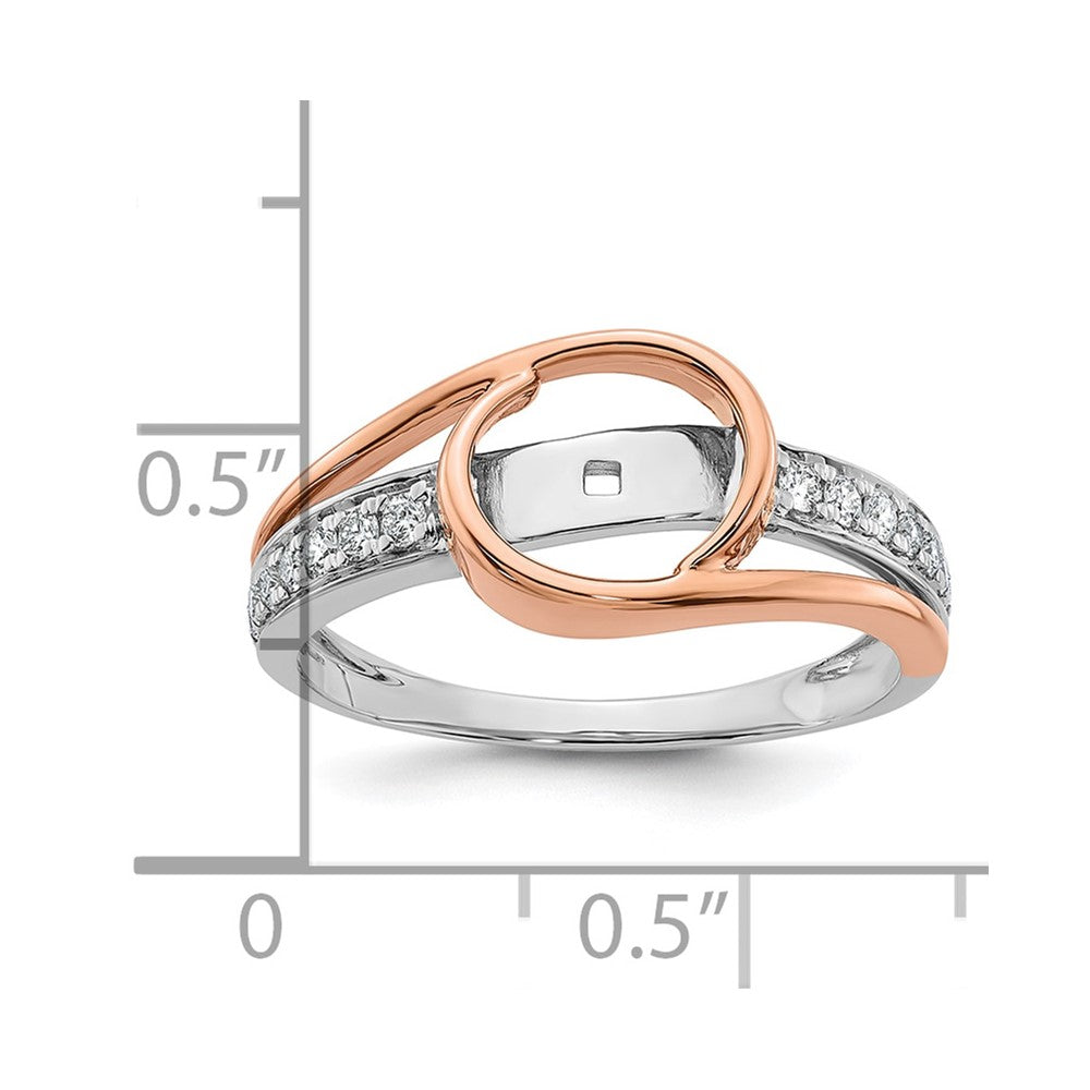 14K Zweifarbiger Rosé- und Weißgold Verlobungsring mit 0,16 ct. im Krappenzargen-Set gefassten Labor-Diamanten, VS/SI
