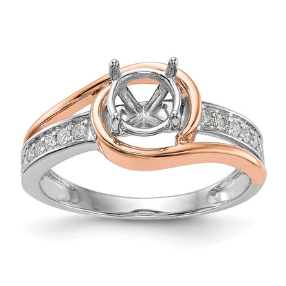 14K Zweifarbiger Rosé- und Weißgold Verlobungsring mit 0,16 ct. im Krappenzargen-Set gefassten Labor-Diamanten, VS/SI