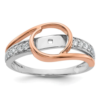 14K Zweifarbiger Rosé- und Weißgold Verlobungsring mit 0,16 ct. im Krappenzargen-Set gefassten Labor-Diamanten, VS/SI