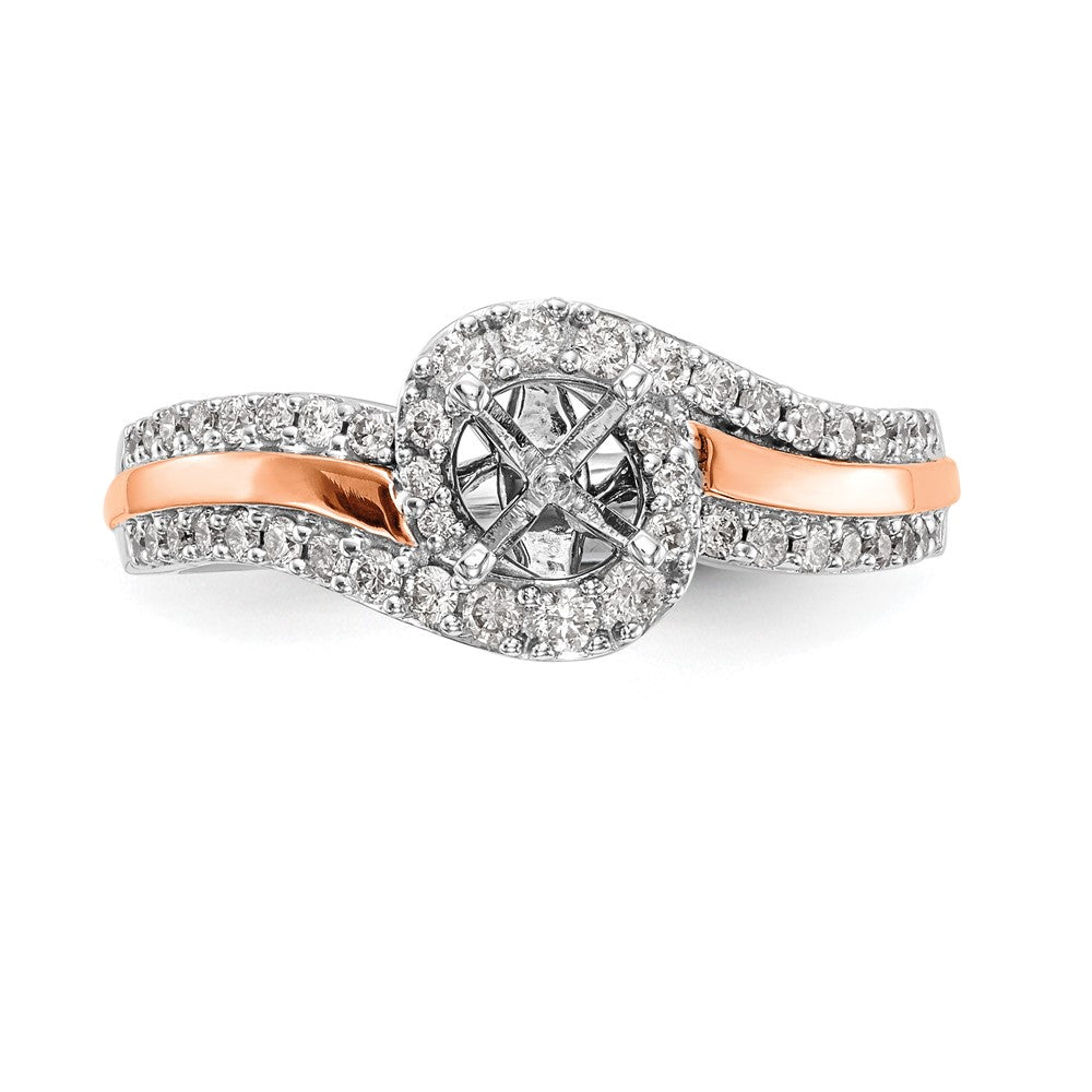14K Bicolor Verlobungsring mit Zirkonia im Bypass-Design und Krappenfassung