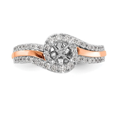 14K Bicolor Verlobungsring mit Zirkonia im Bypass-Design und Krappenfassung