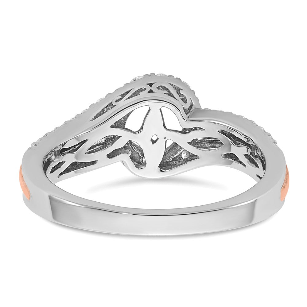 14K Bicolor Verlobungsring mit Zirkonia im Bypass-Design und Krappenfassung