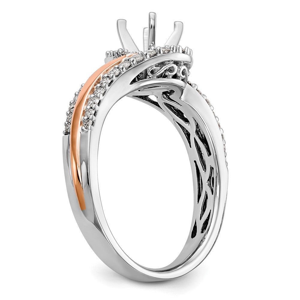14K Bicolor Verlobungsring mit Zirkonia im Bypass-Design und Krappenfassung