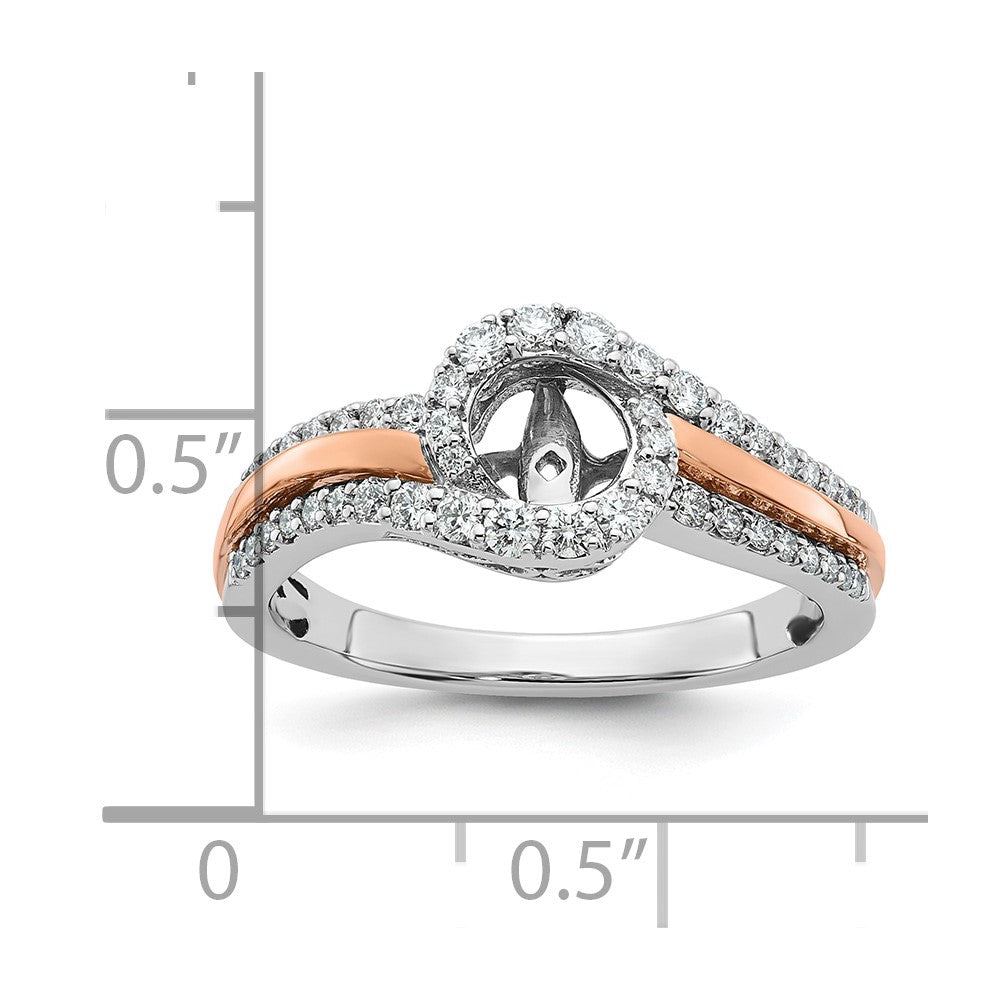 14K Bicolor Verlobungsring mit Zirkonia im Bypass-Design und Krappenfassung