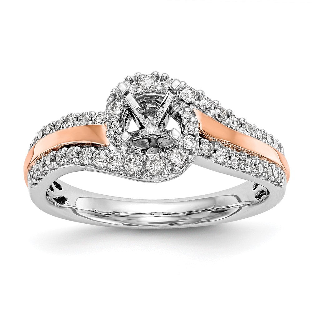 14K Bicolor Verlobungsring mit Zirkonia im Bypass-Design und Krappenfassung