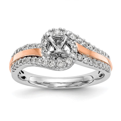 14K Bicolor Verlobungsring mit Zirkonia im Bypass-Design und Krappenfassung