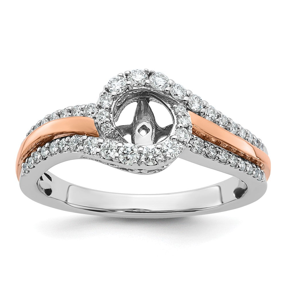 14K Bicolor Verlobungsring mit Zirkonia im Bypass-Design und Krappenfassung