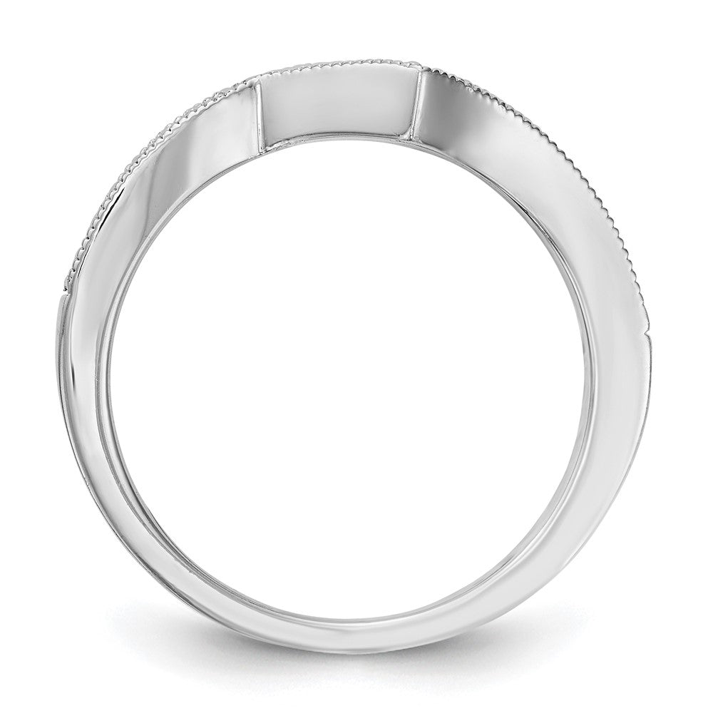 14K Weißgold Damen-Ehering mit natürlichen Diamanten, Konturdesign