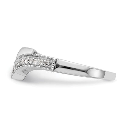 14K Weißgold Damen-Ehering mit natürlichen Diamanten, Konturdesign