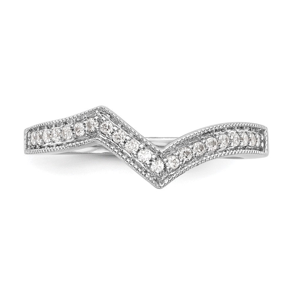 14K Weißgold Damen-Ehering mit natürlichen Diamanten, Konturdesign