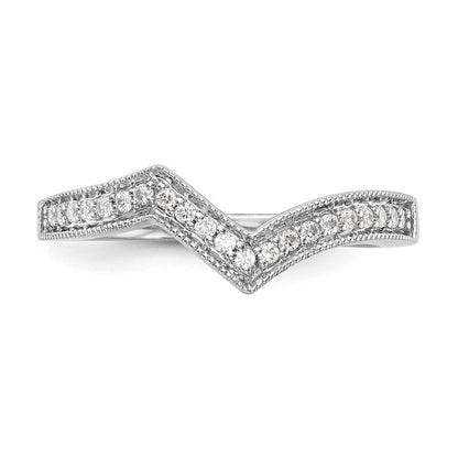 14K Weißgold Damen-Ehering mit natürlichen Diamanten, Konturdesign