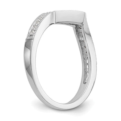 14K Weißgold Damen-Ehering mit natürlichen Diamanten, Konturdesign