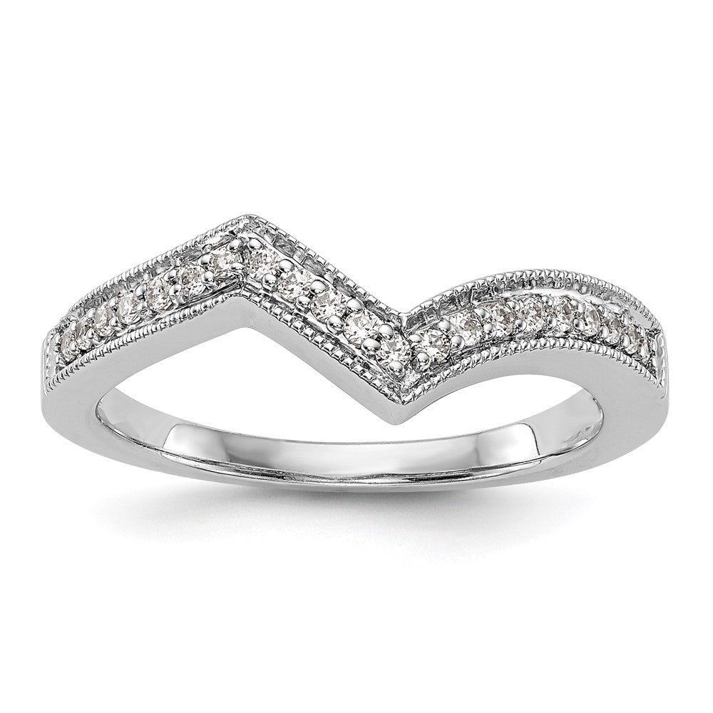 14K Weißgold Damen-Ehering mit natürlichen Diamanten, Konturdesign
