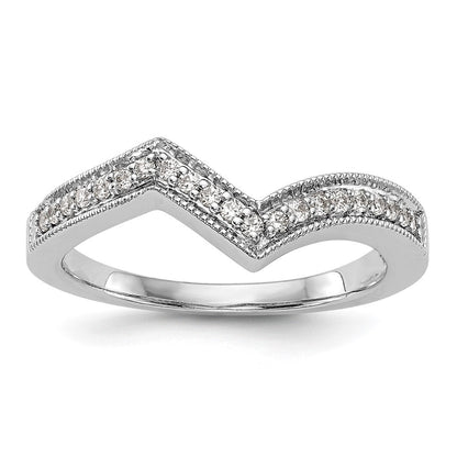 14K Weißgold Damen-Ehering mit natürlichen Diamanten, Konturdesign