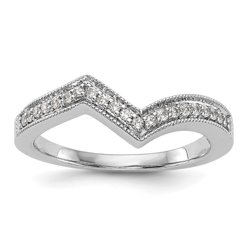 14K Weißgold Damen-Ehering mit natürlichen Diamanten, Konturdesign