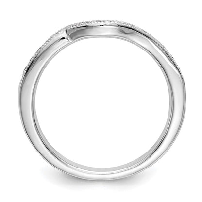 14K Weißgold Ehering mit echten Diamanten, konturiert