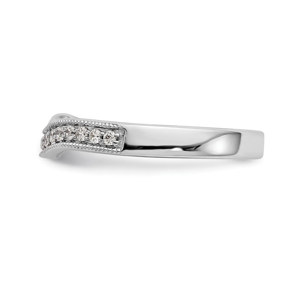 14K Weißgold Ehering mit echten Diamanten, konturiert