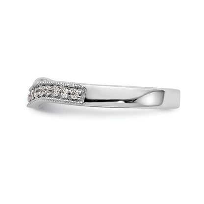 14K Weißgold Ehering mit echten Diamanten, konturiert